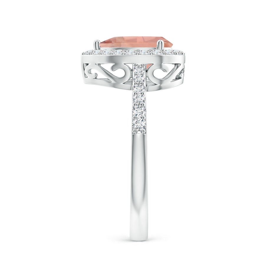 9x6mm AAAA Prong-Set Pear Morganite Ring with Diamond Halo in P950 Platinum side 299