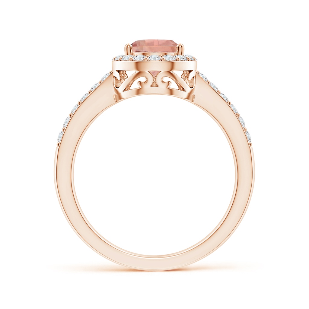 9x6mm AAAA Pear Morganite Ring with Diamond Halo in Rose Gold Side-1