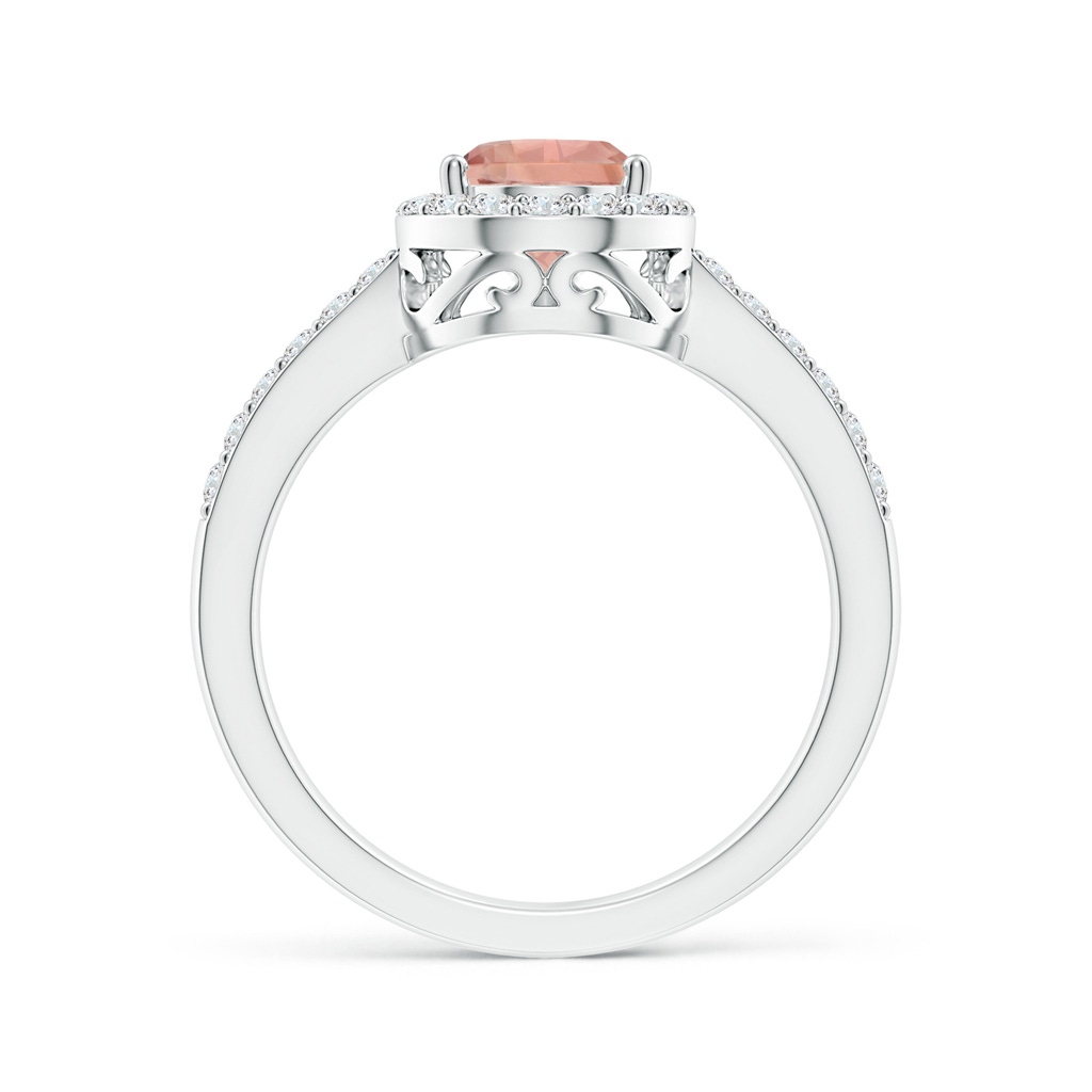 9x6mm AAAA Prong-Set Pear Morganite Ring with Diamond Halo in White Gold - side 199