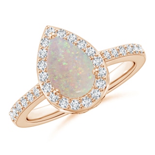 9x6mm AA Pear Opal Ring with Diamond Halo in 10K Rose Gold