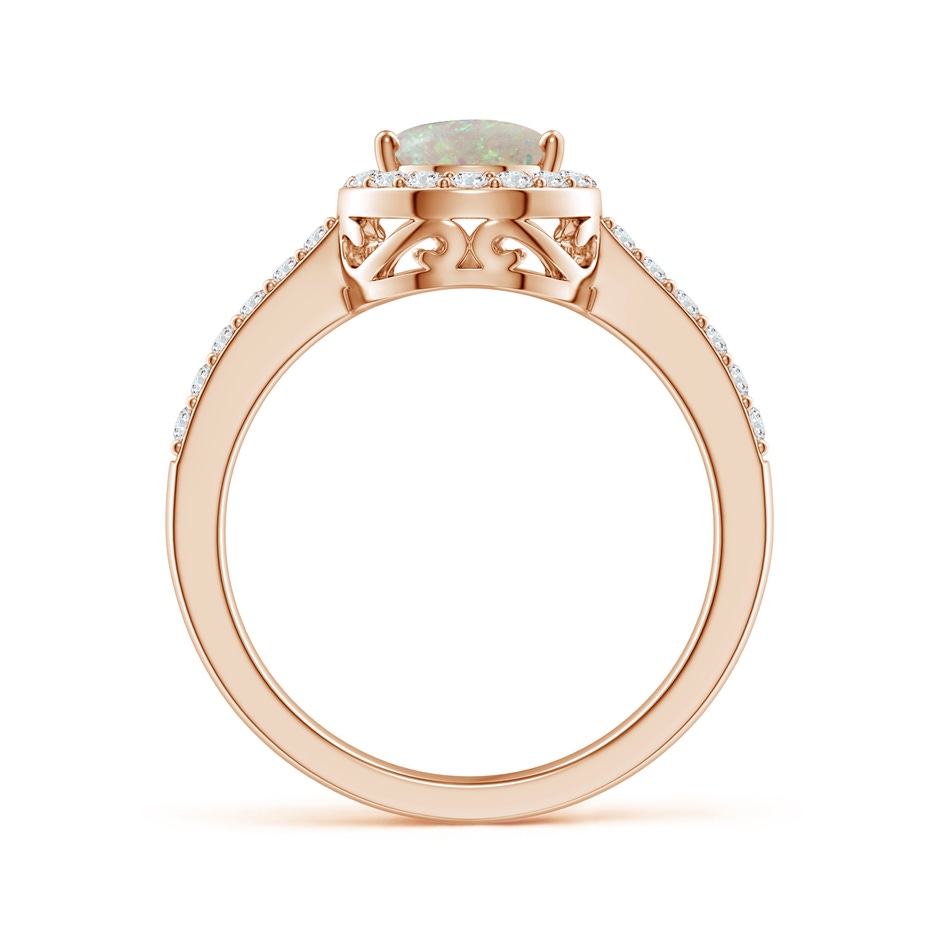 9x6mm AAA Pear Opal Ring with Diamond Halo in 9K Rose Gold side 1