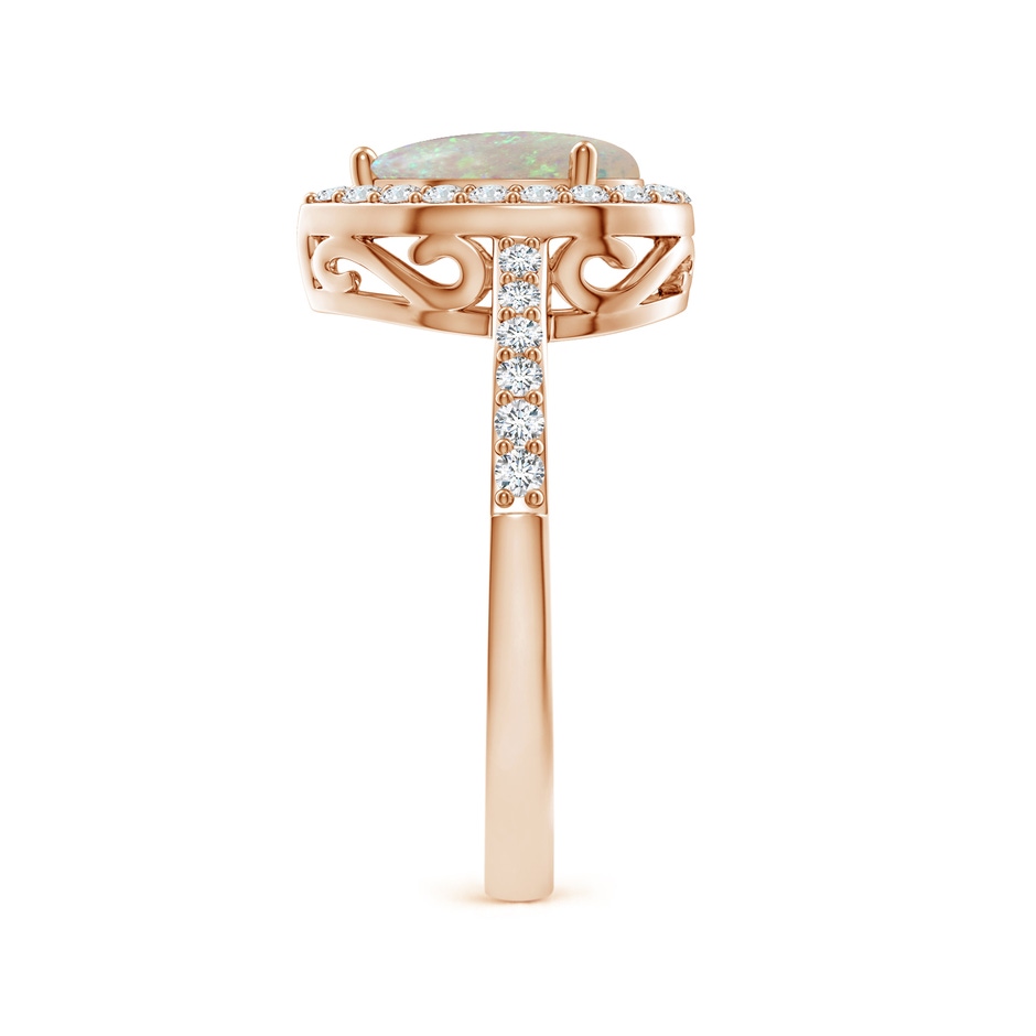 9x6mm AAA Pear Opal Ring with Diamond Halo in 9K Rose Gold side 2