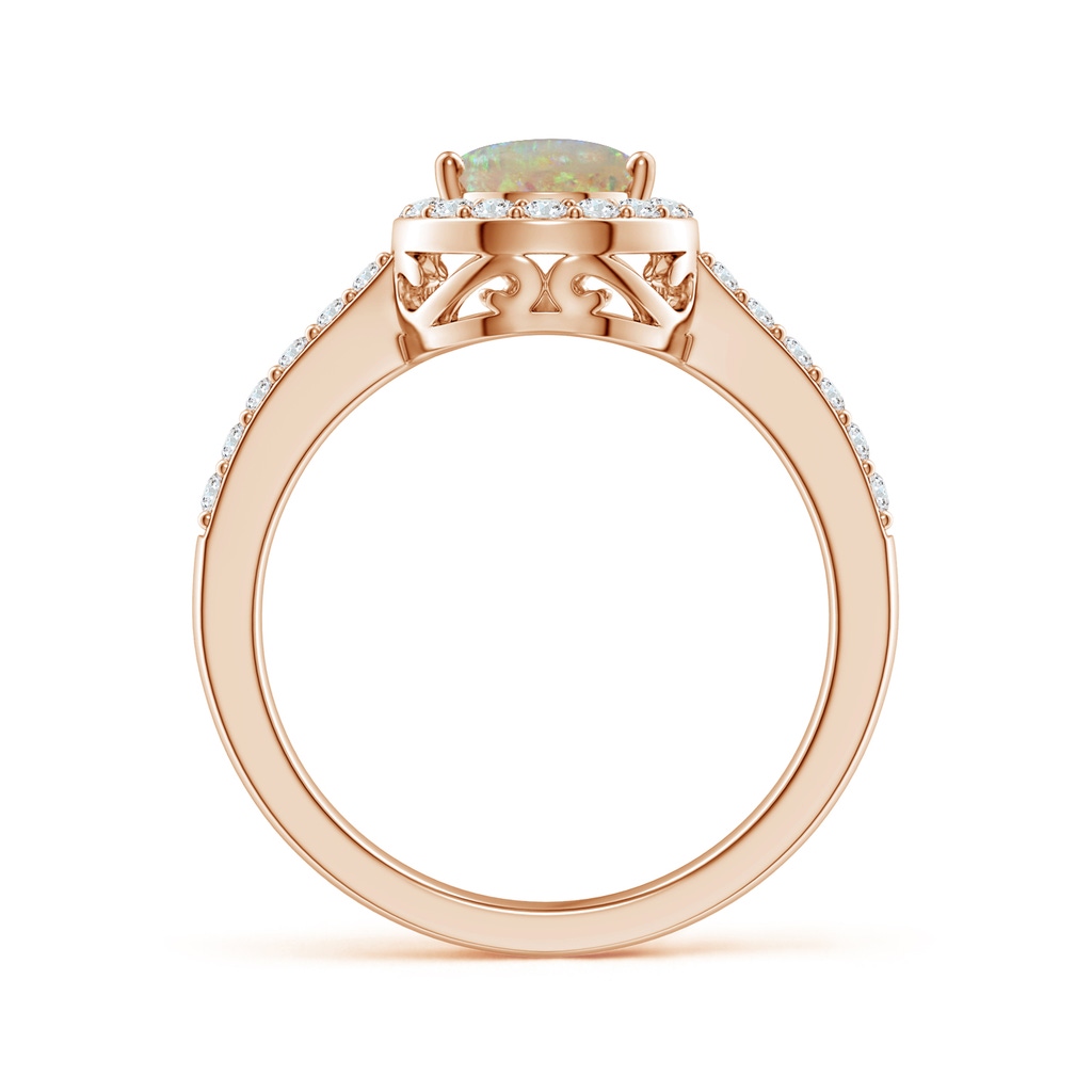 9x6mm AAAA Pear Opal Ring with Diamond Halo in 10K Rose Gold Side 1