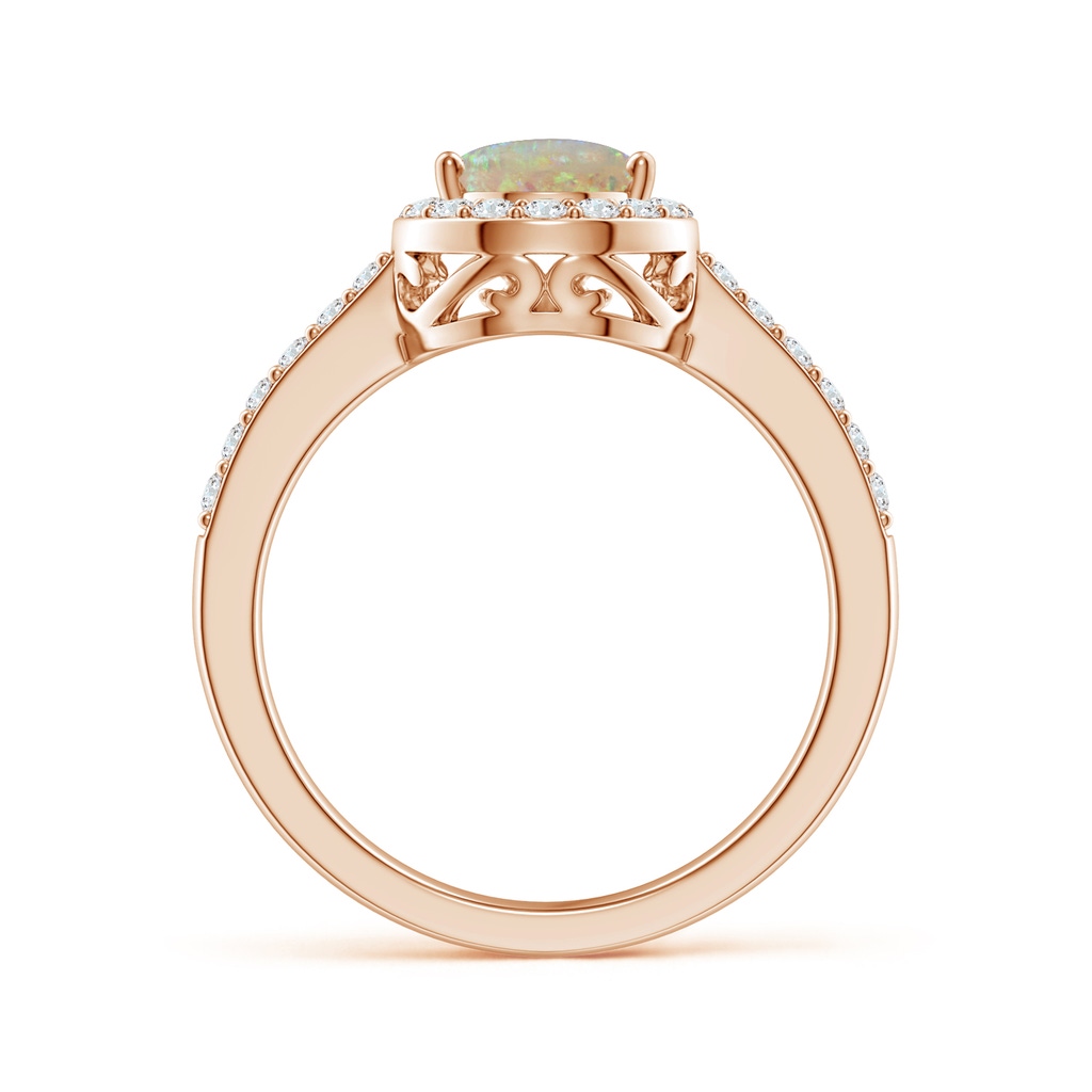 9x6mm AAAA Pear Opal Ring with Diamond Halo in Rose Gold - side 1