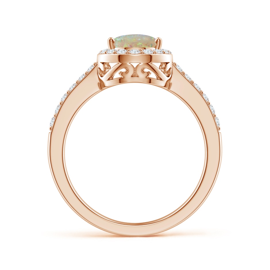 9x6mm AAAA Pear Opal Ring with Diamond Halo in Rose Gold side 1