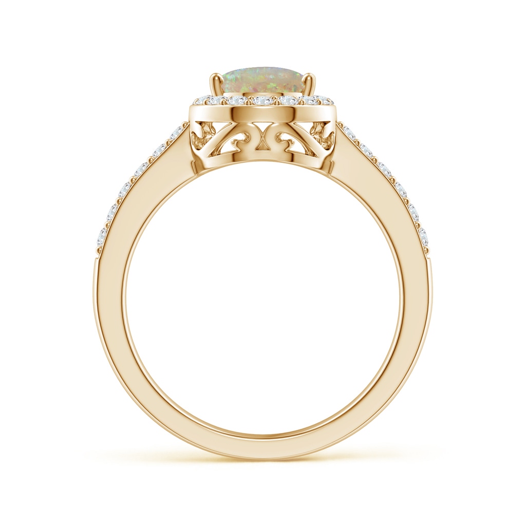 9x6mm AAAA Pear Opal Ring with Diamond Halo in Yellow Gold - side 1