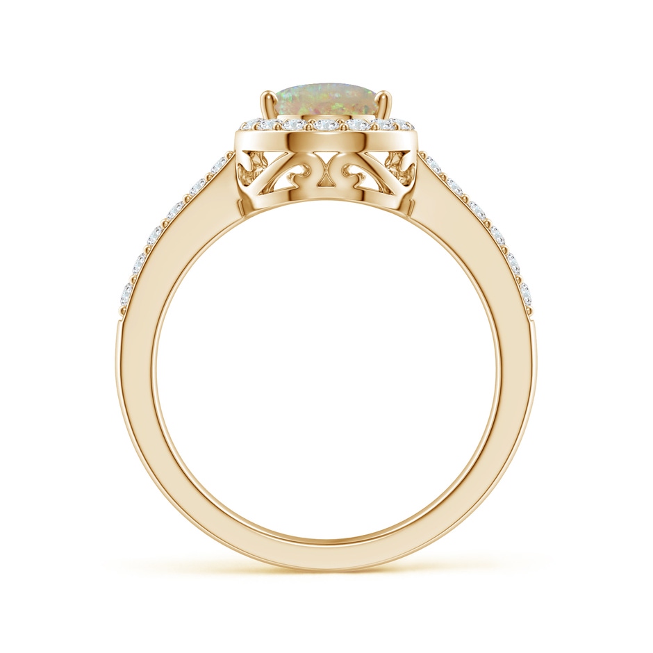 9x6mm AAAA Pear Opal Ring with Diamond Halo in Yellow Gold side 1