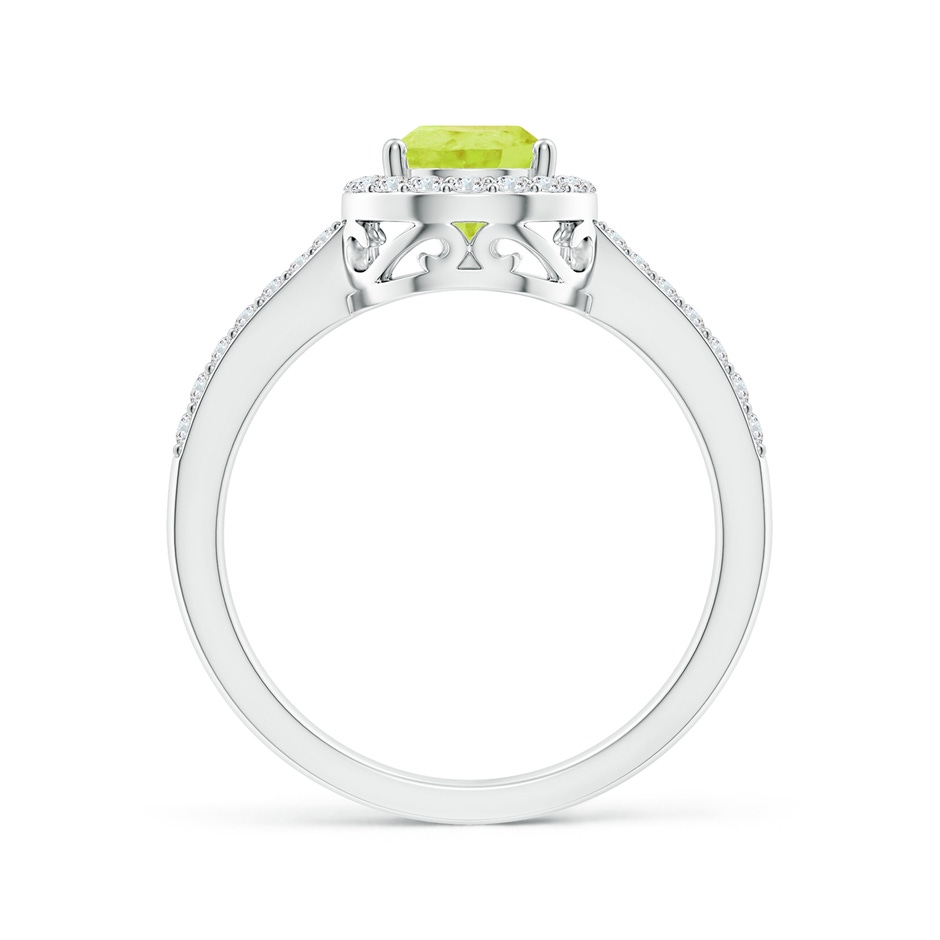 8x6mm A Pear Peridot Ring with Diamond Halo in P950 Platinum side-1