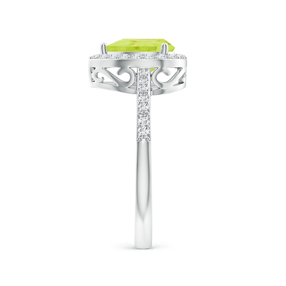 8x6mm A Pear Peridot Ring with Diamond Halo in P950 Platinum side-2