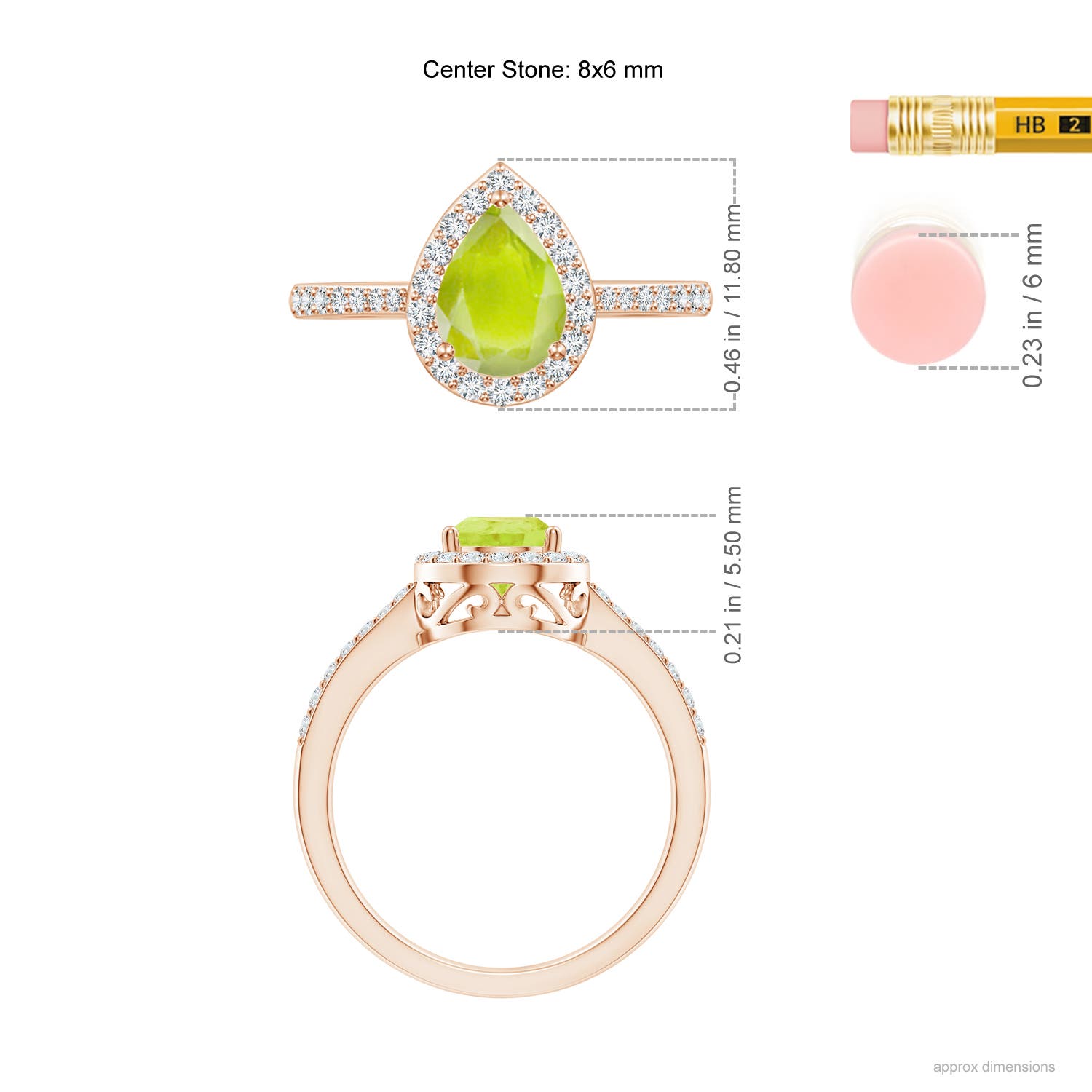 A - Peridot / 1.41 CT / 14 KT Rose Gold