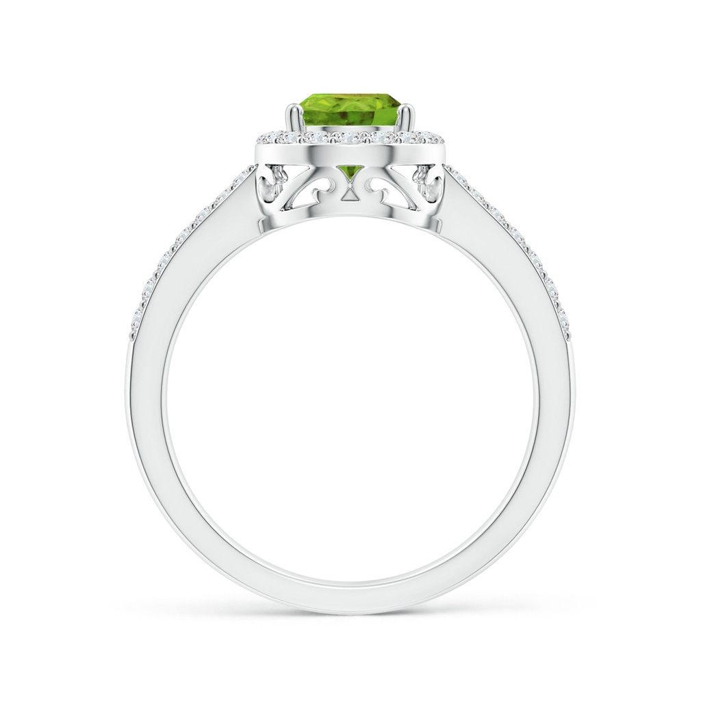 8x6mm AAA Pear Peridot Ring with Diamond Halo in White Gold Side-1