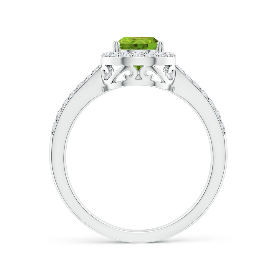 8x6mm AAA Pear Peridot Ring with Diamond Halo in White Gold side-1