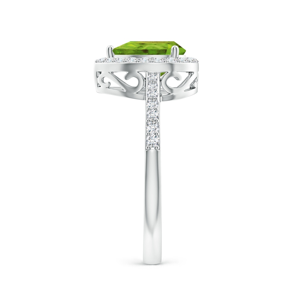 8x6mm AAA Pear Peridot Ring with Diamond Halo in White Gold Side-2