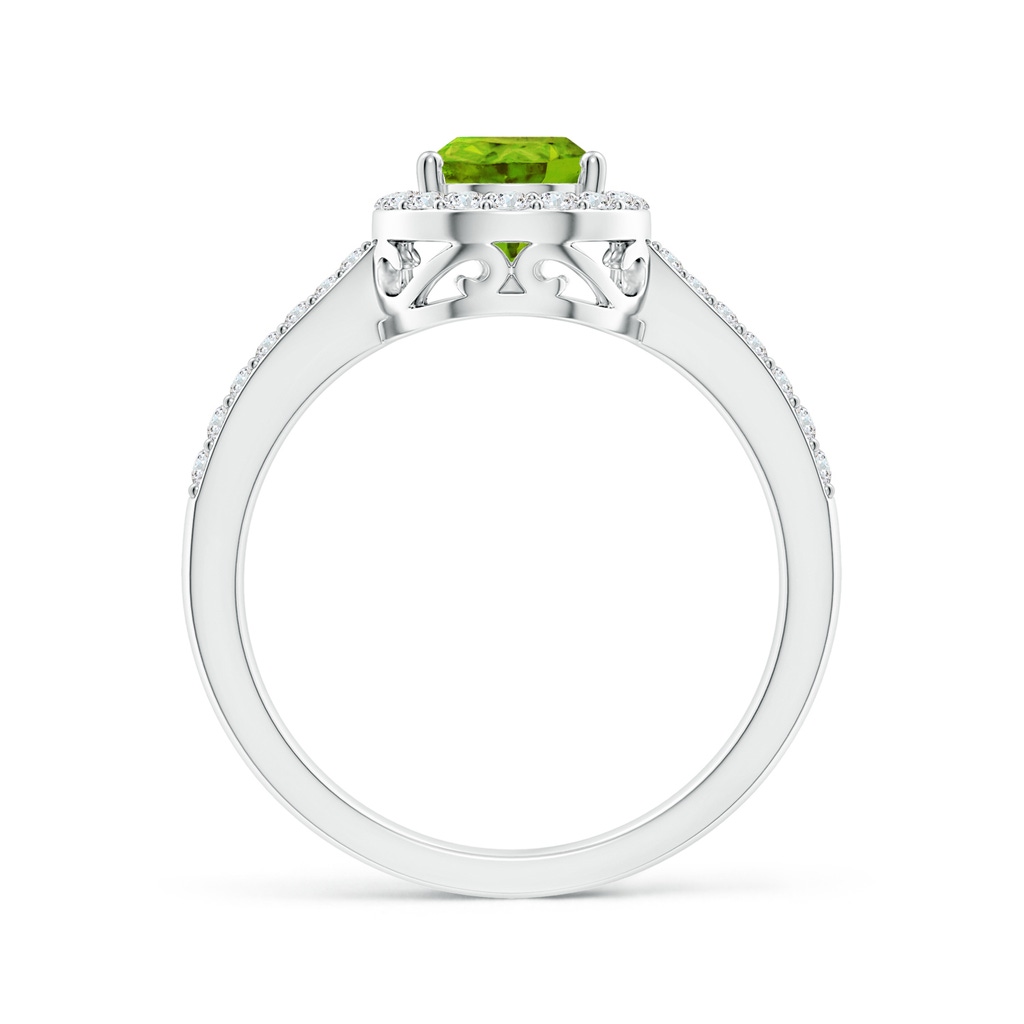 8x6mm AAAA Pear Peridot Ring with Diamond Halo in P950 Platinum - side_1