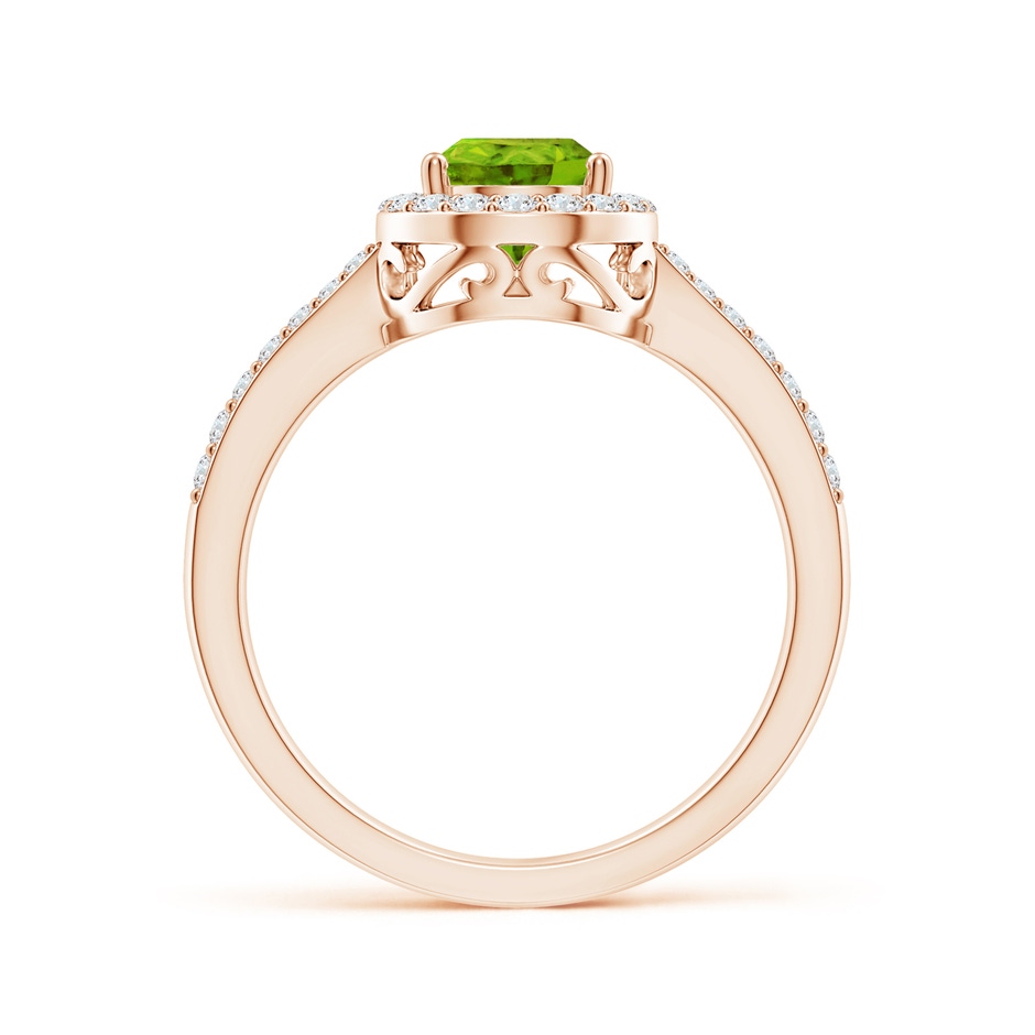8x6mm AAAA Pear Peridot Ring with Diamond Halo in Rose Gold side-1