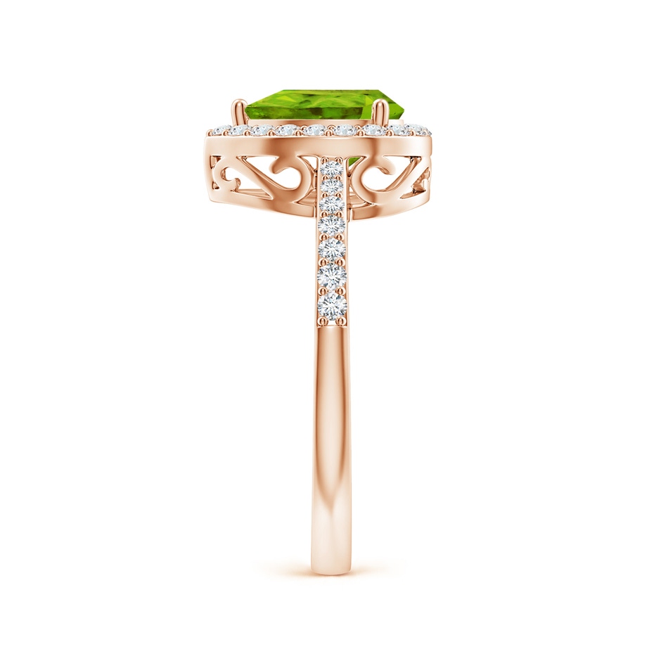 8x6mm AAAA Pear Peridot Ring with Diamond Halo in Rose Gold side-2