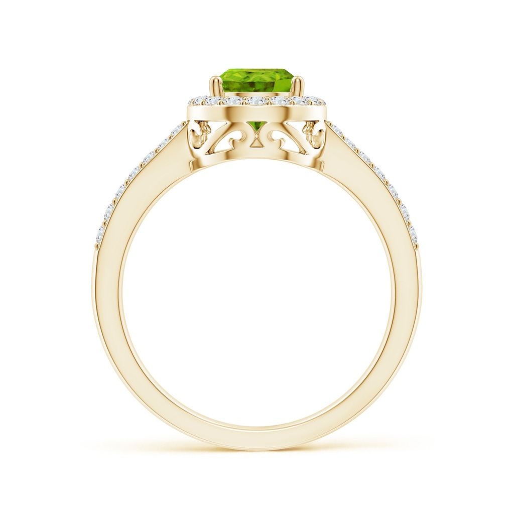 8x6mm AAAA Pear Peridot Ring with Diamond Halo in Yellow Gold - side_1