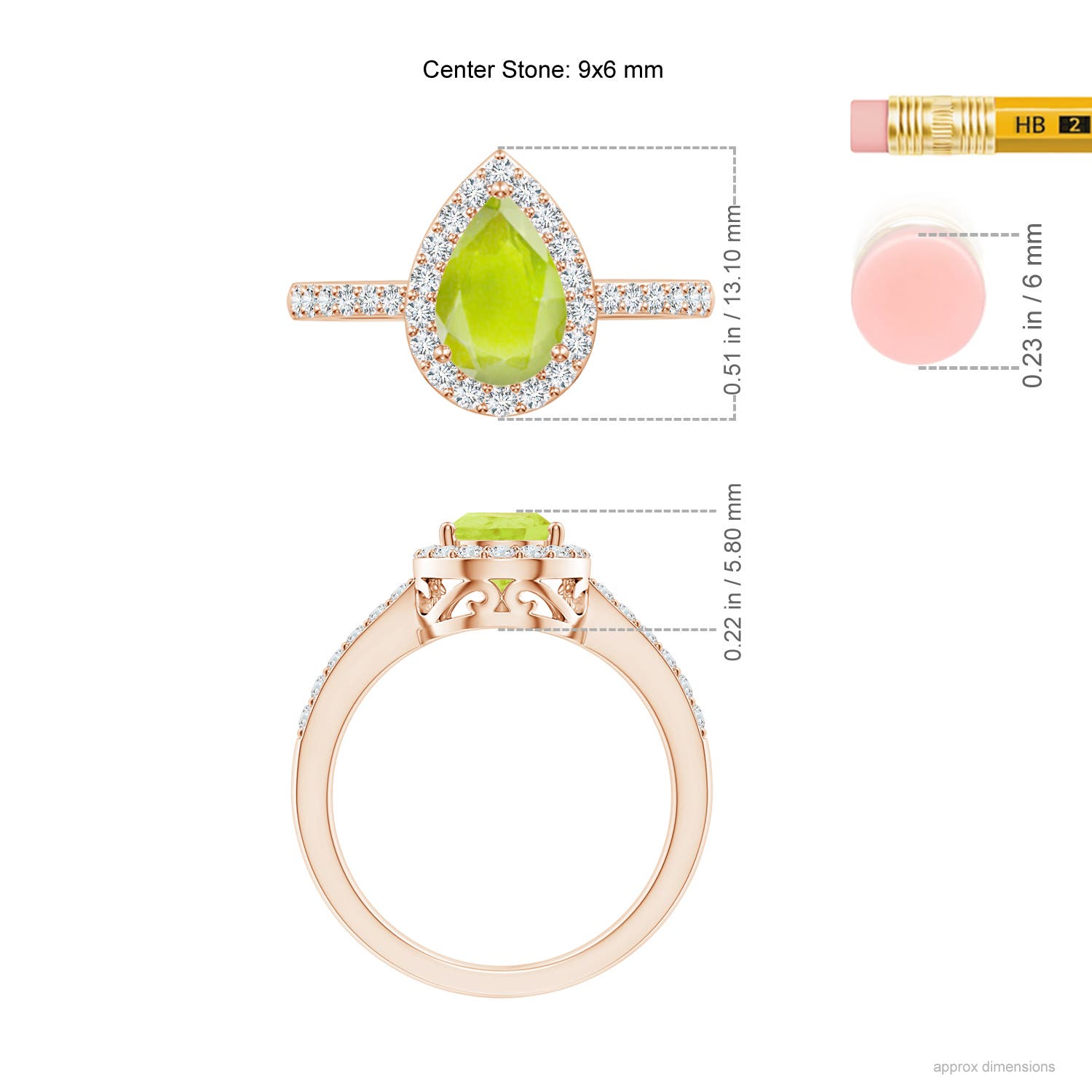 A - Peridot / 1.66 CT / 14 KT Rose Gold