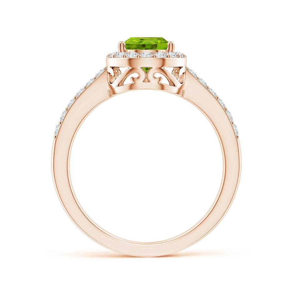 9x6mm AAAA Pear Peridot Ring with Diamond Halo in Rose Gold side-1