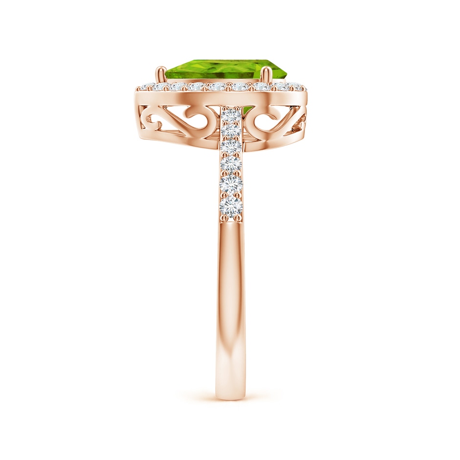 9x6mm AAAA Pear Peridot Ring with Diamond Halo in Rose Gold side-2