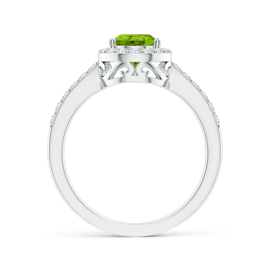 9x6mm AAAA Pear Peridot Ring with Diamond Halo in White Gold Side-1