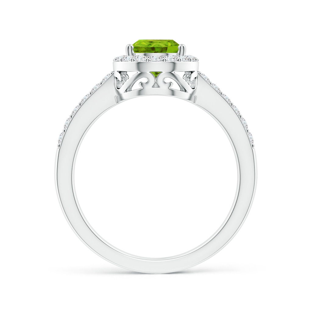 9x6mm AAAA Pear Peridot Ring with Diamond Halo in White Gold - side_1