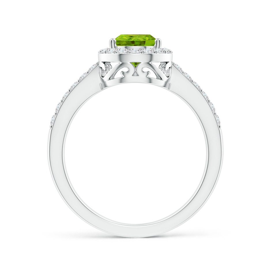 9x6mm AAAA Pear Peridot Ring with Diamond Halo in White Gold side-1