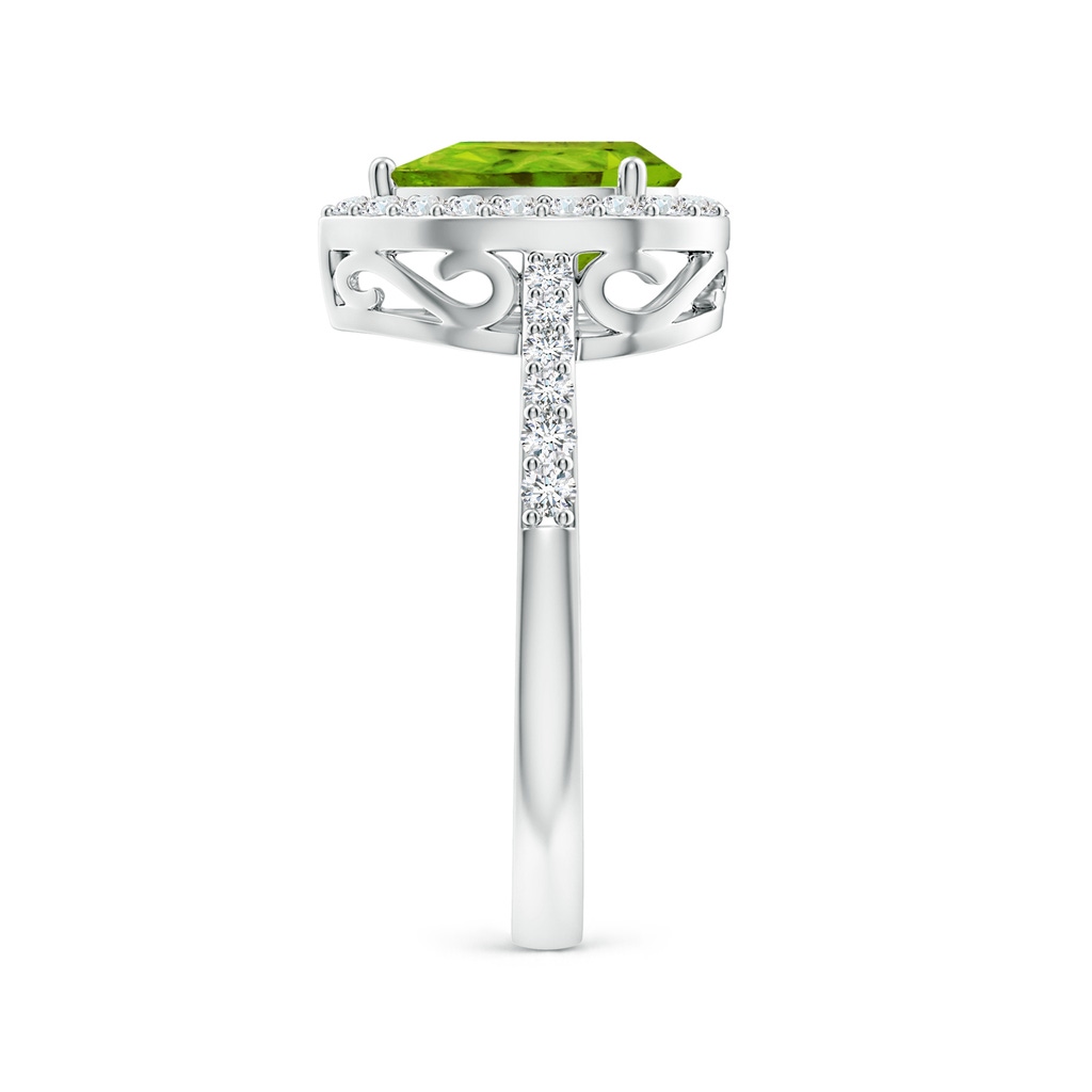 9x6mm AAAA Pear Peridot Ring with Diamond Halo in White Gold Side-2