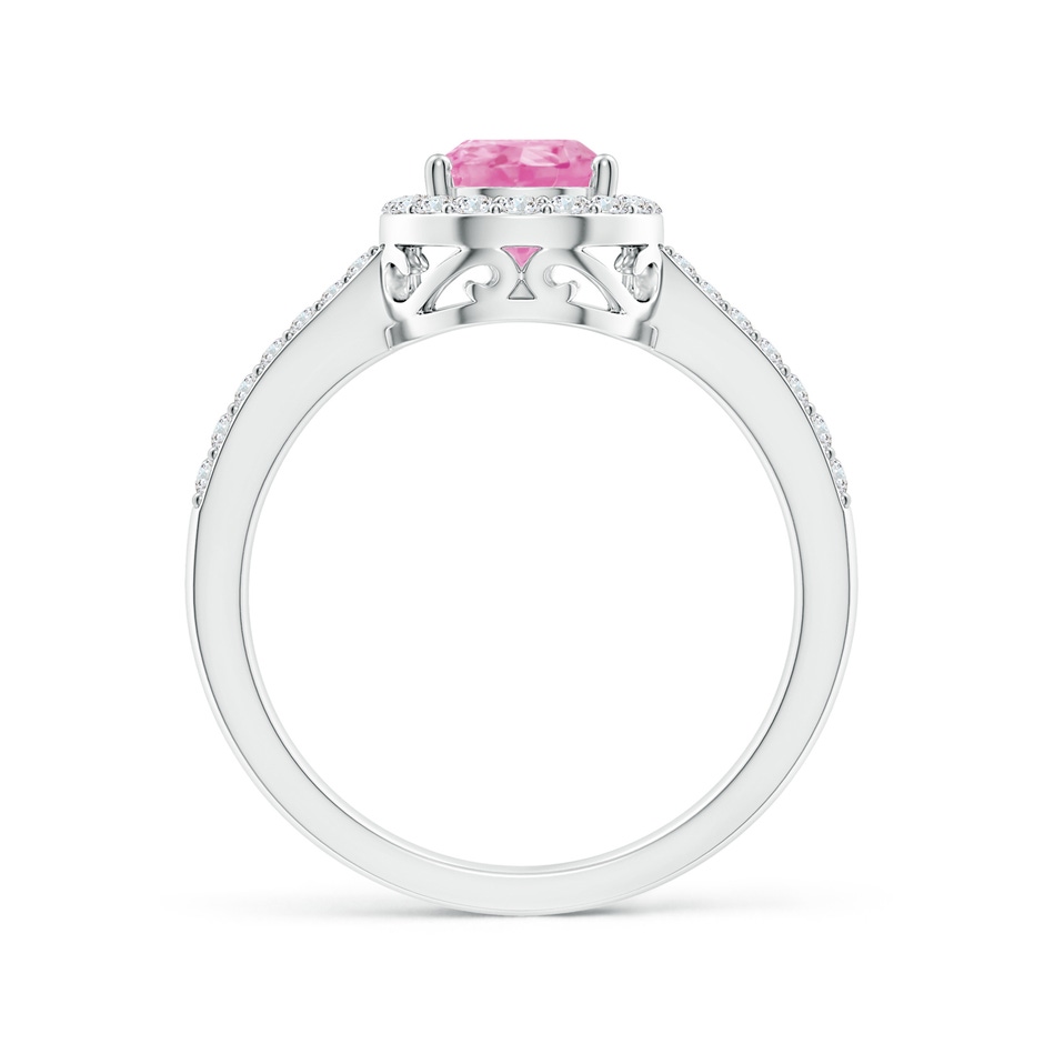 8x6mm A Pear Pink Sapphire Ring with Diamond Halo in P950 Platinum side-1