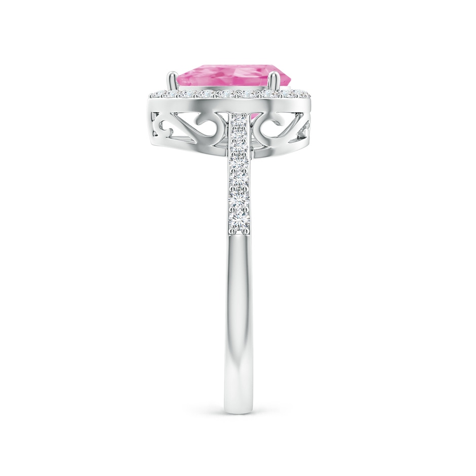 8x6mm A Pear Pink Sapphire Ring with Diamond Halo in P950 Platinum side-2