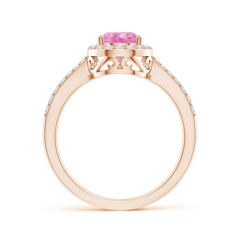 8x6mm A Pear Pink Sapphire Ring with Diamond Halo in Rose Gold side-1