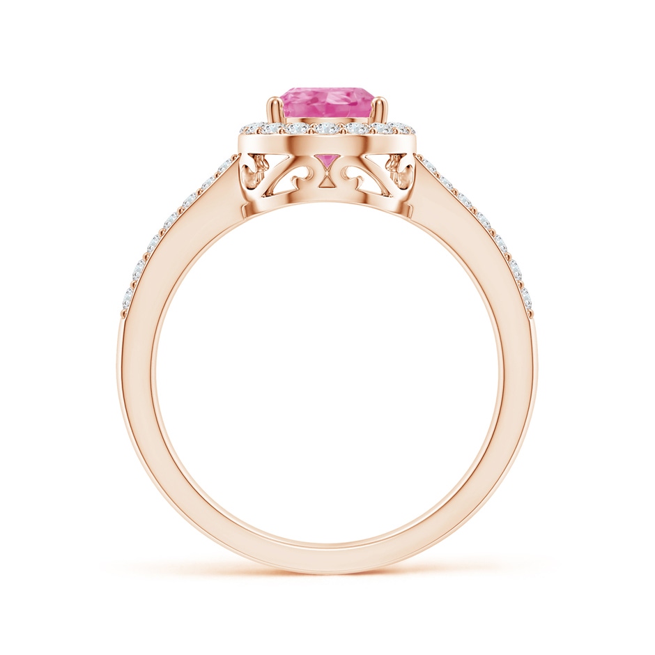 8x6mm AA Pear Pink Sapphire Ring with Diamond Halo in Rose Gold side-1