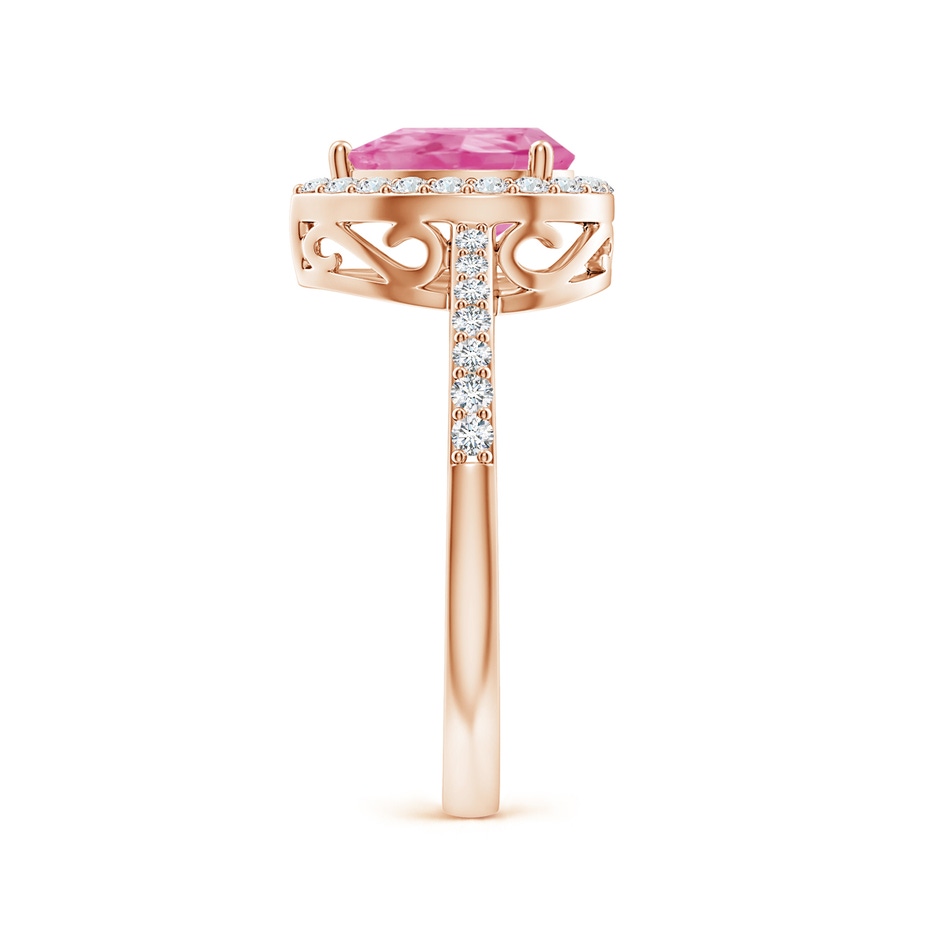8x6mm AA Pear Pink Sapphire Ring with Diamond Halo in Rose Gold side-2