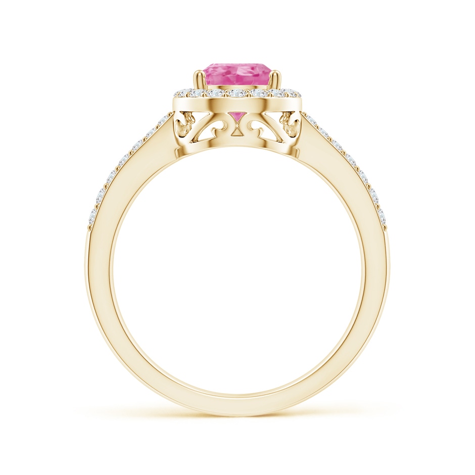 8x6mm AA Pear Pink Sapphire Ring with Diamond Halo in Yellow Gold side-1