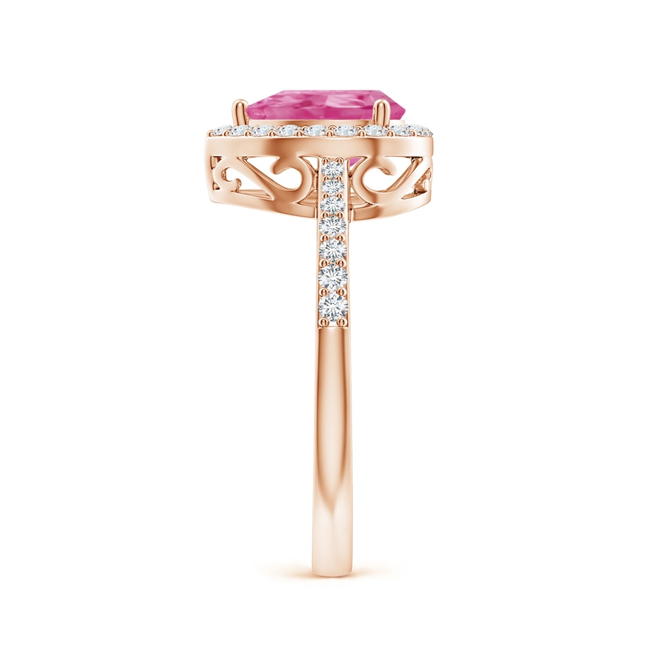 8x6mm AAA Pear Pink Sapphire Ring with Diamond Halo in Rose Gold side-2