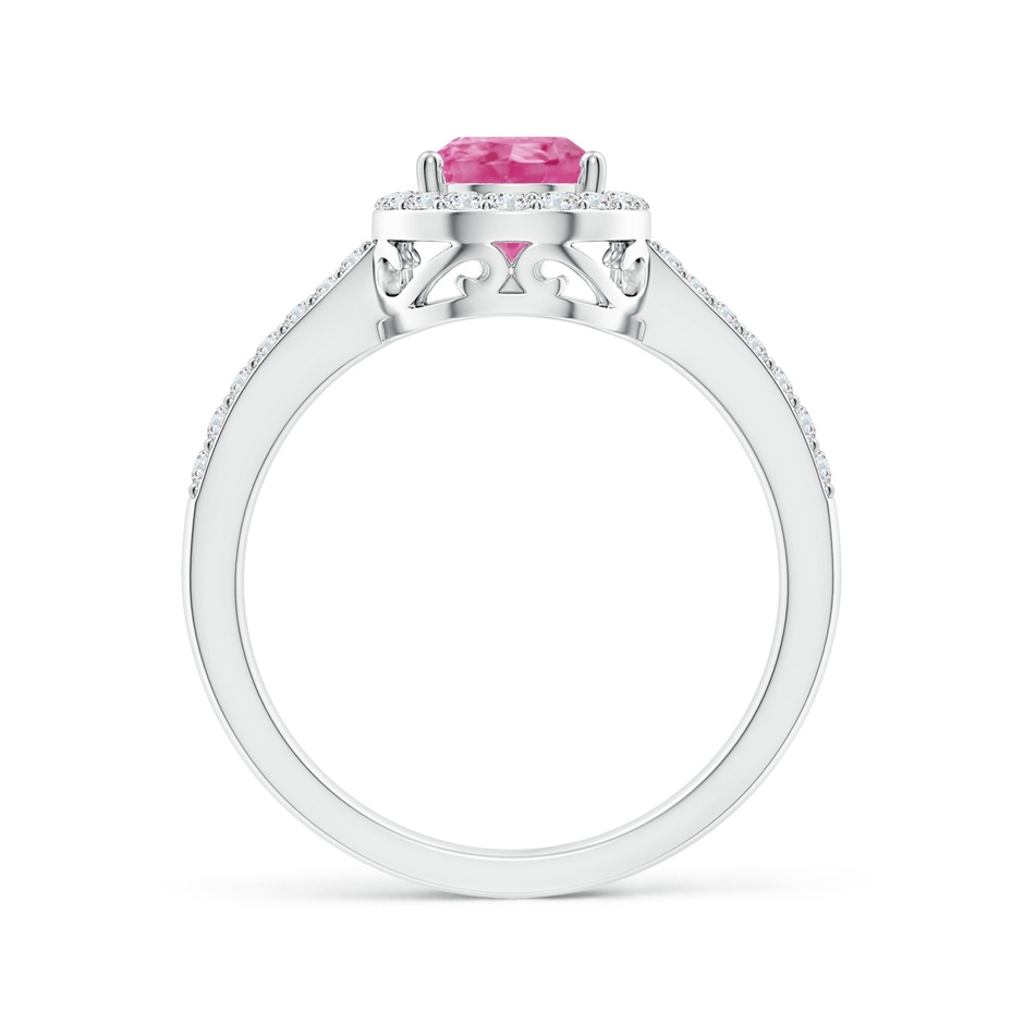 8x6mm AAA Pear Pink Sapphire Ring with Diamond Halo in White Gold side-1