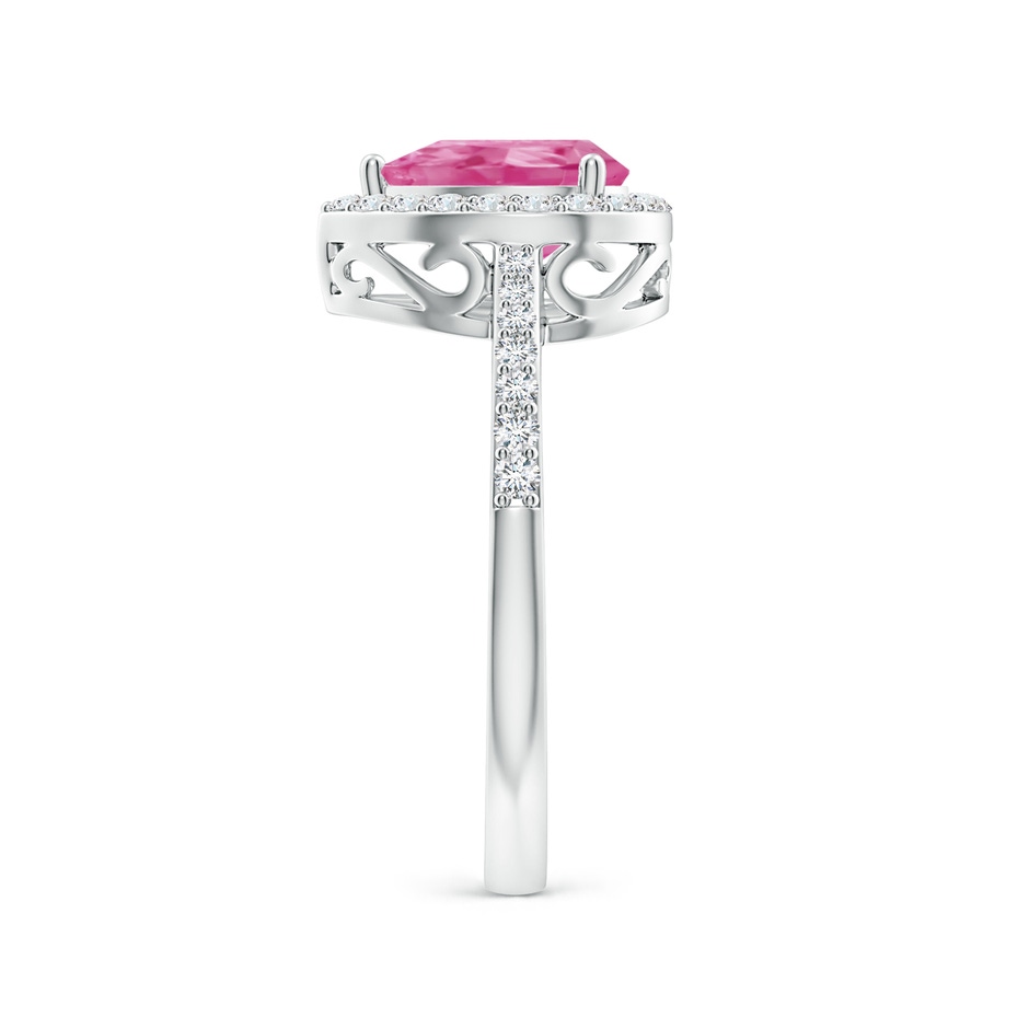 8x6mm AAA Pear Pink Sapphire Ring with Diamond Halo in White Gold side-2