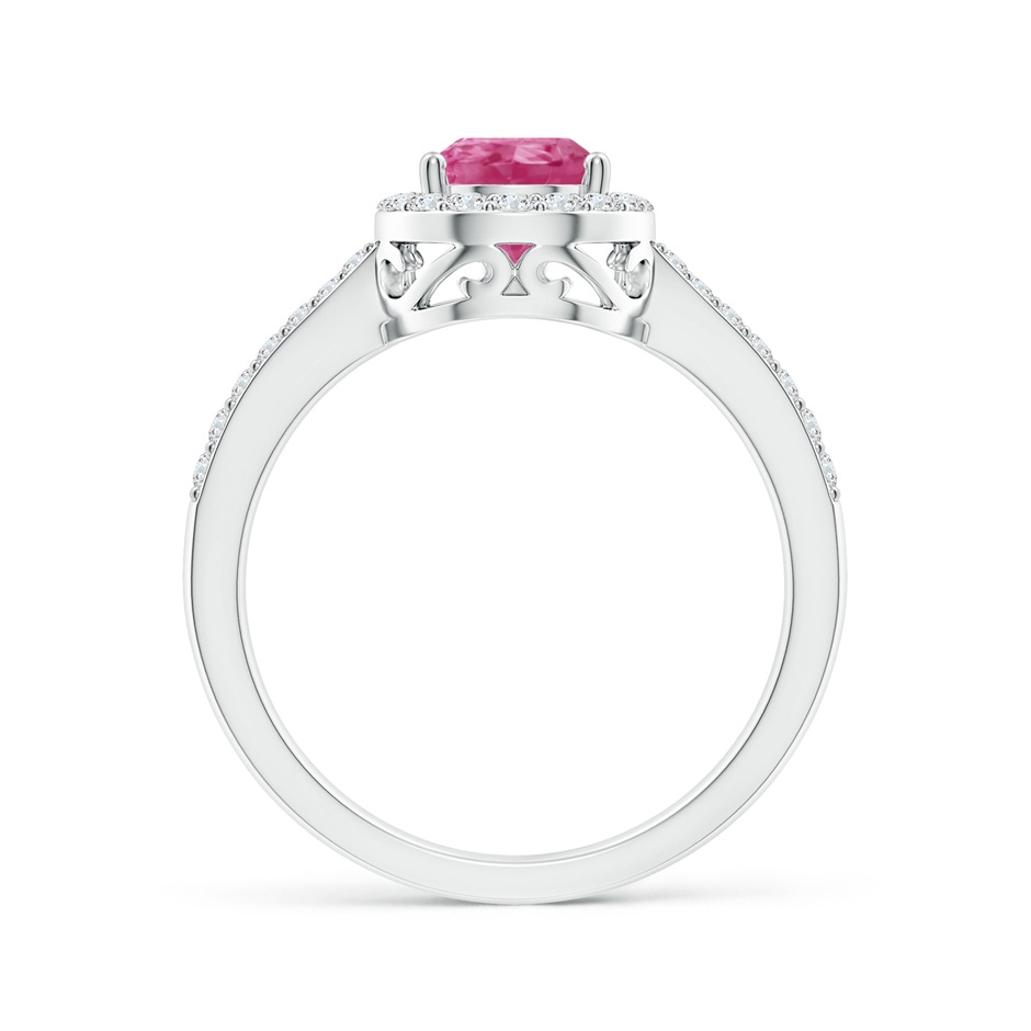 8x6mm AAAA Pear Pink Sapphire Ring with Diamond Halo in P950 Platinum side-1