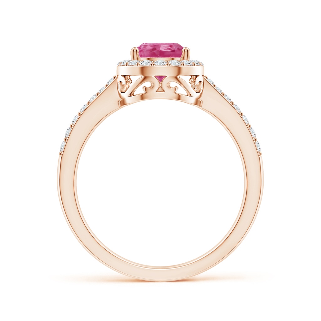 8x6mm AAAA Pear Pink Sapphire Ring with Diamond Halo in Rose Gold - side_1