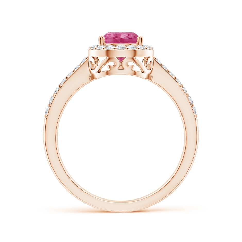 8x6mm AAAA Pear Pink Sapphire Ring with Diamond Halo in Rose Gold side-1