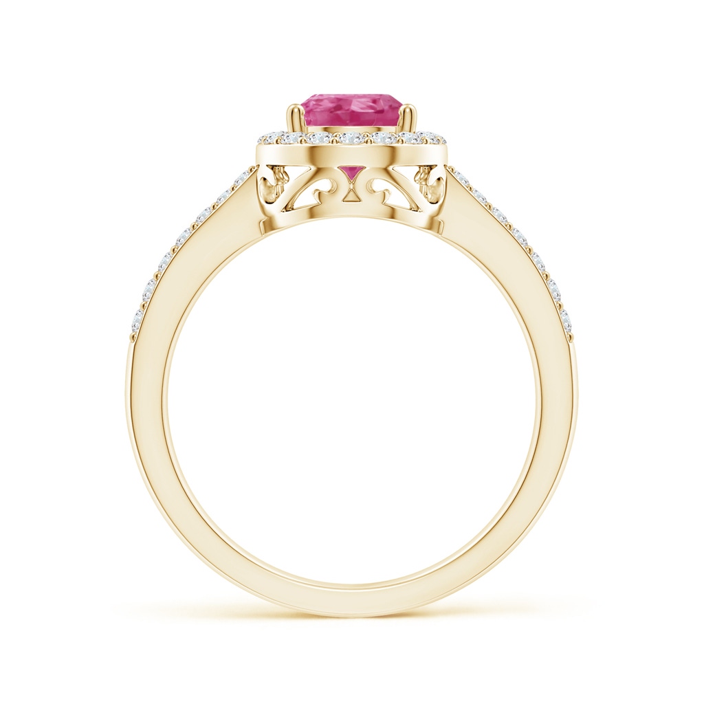 8x6mm AAAA Pear Pink Sapphire Ring with Diamond Halo in Yellow Gold - side_1