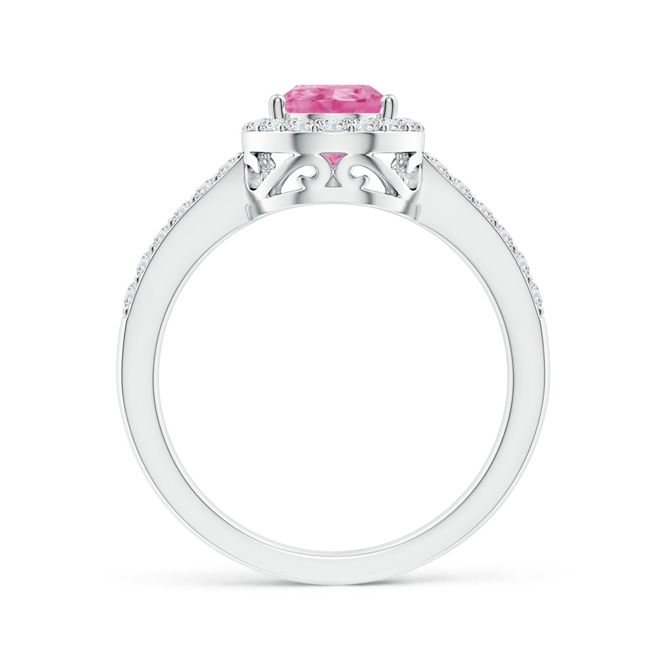 9x6mm AA Pear Pink Sapphire Ring with Diamond Halo in White Gold side-1