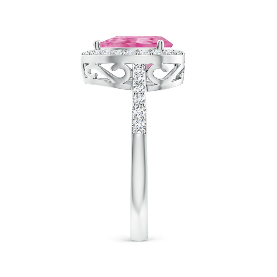 9x6mm AA Pear Pink Sapphire Ring with Diamond Halo in White Gold side-2