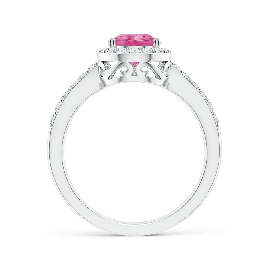 9x6mm AAA Pear Pink Sapphire Ring with Diamond Halo in P950 Platinum side-1