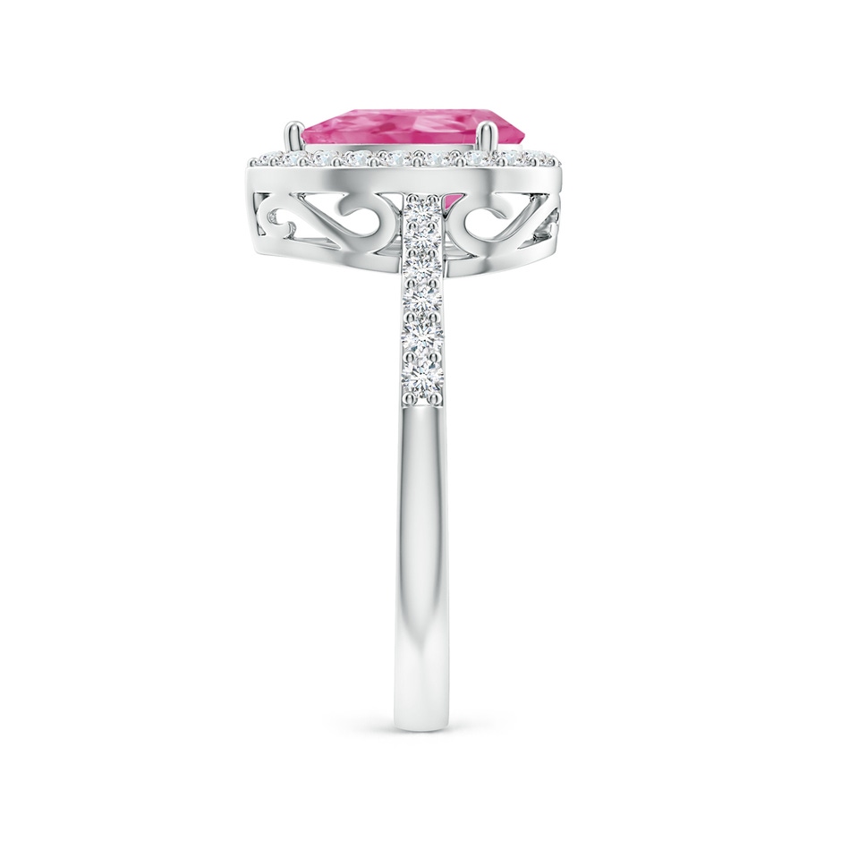 9x6mm AAA Pear Pink Sapphire Ring with Diamond Halo in P950 Platinum side-2