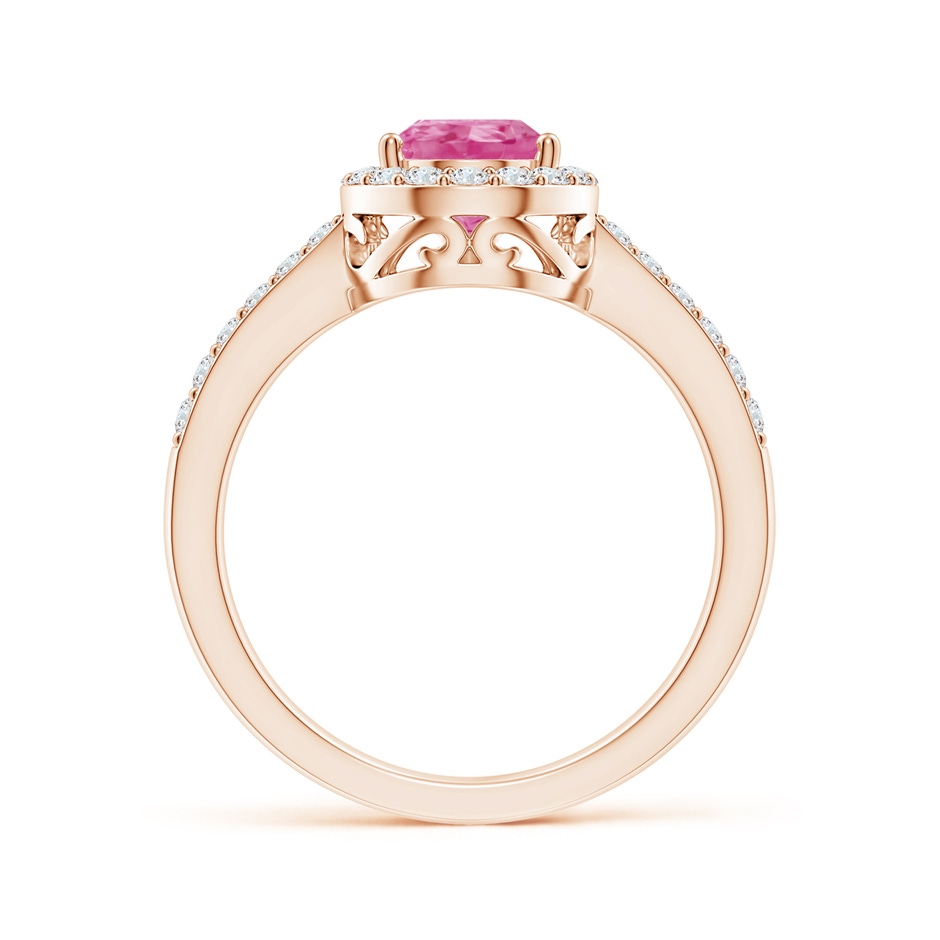 9x6mm AAA Pear Pink Sapphire Ring with Diamond Halo in Rose Gold side-1