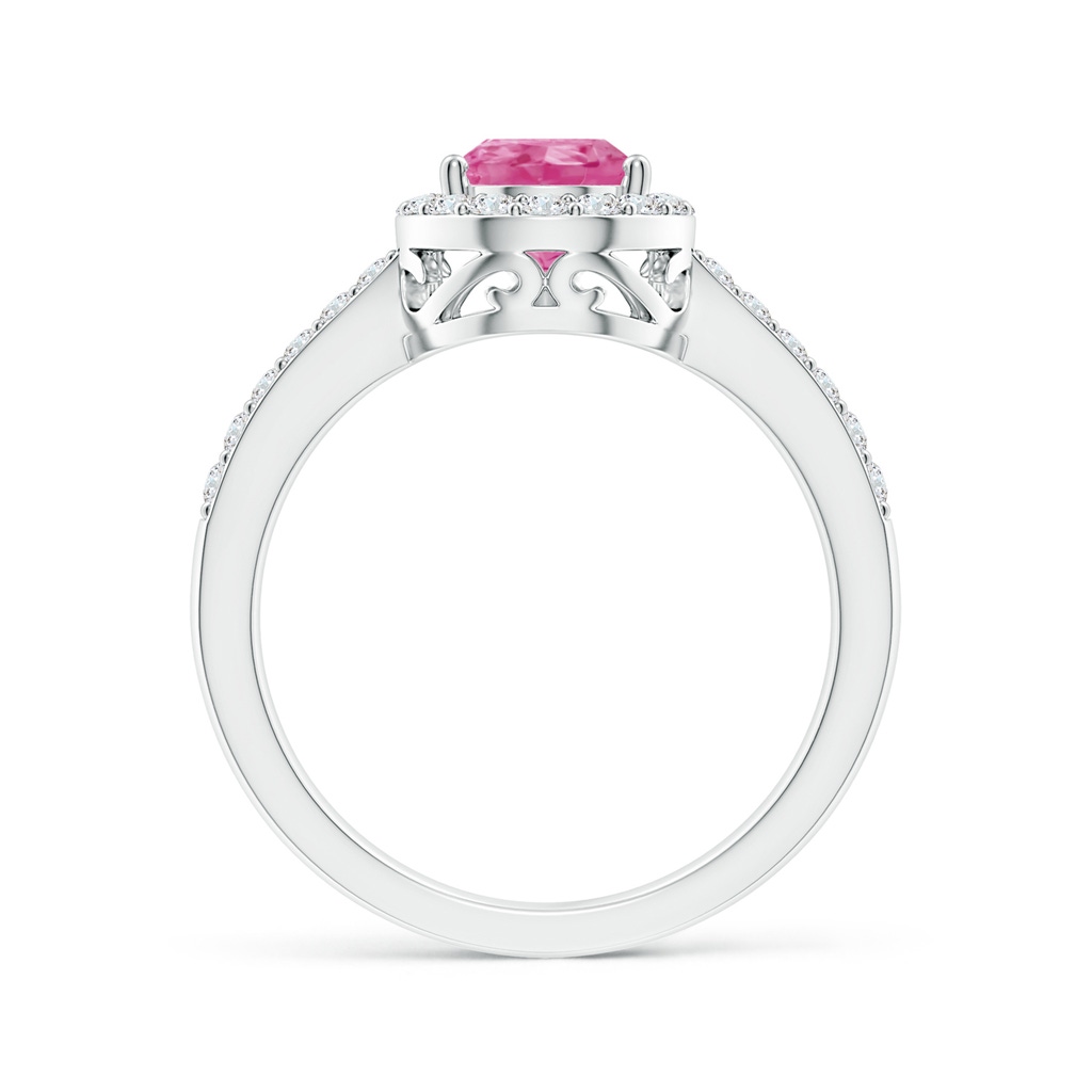 9x6mm AAA Pear Pink Sapphire Ring with Diamond Halo in White Gold Side-1
