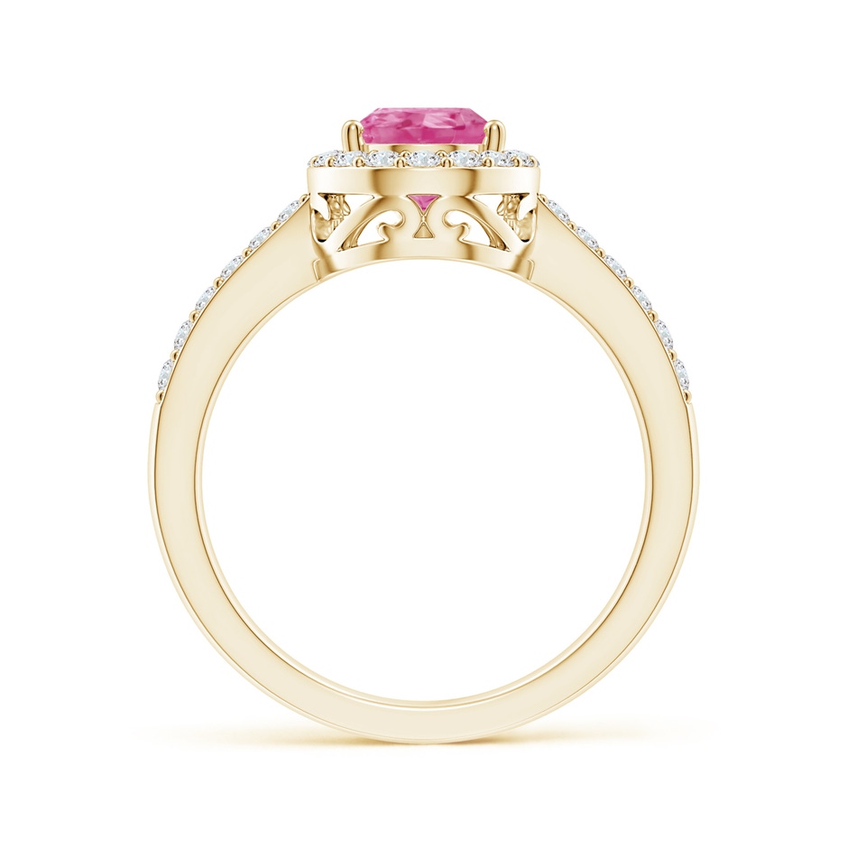 9x6mm AAA Pear Pink Sapphire Ring with Diamond Halo in Yellow Gold side-1