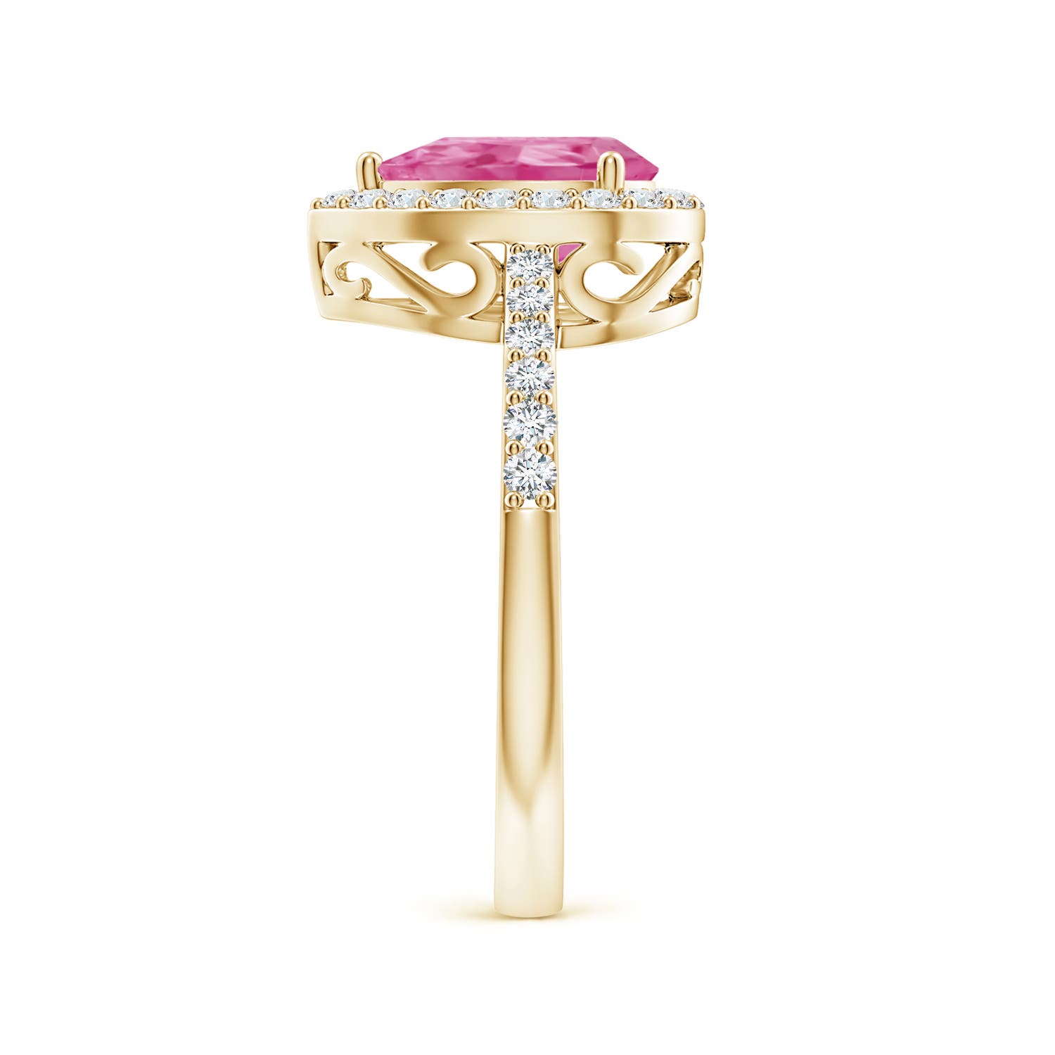 AAA - Pink Sapphire / 1.96 CT / 14 KT Yellow Gold