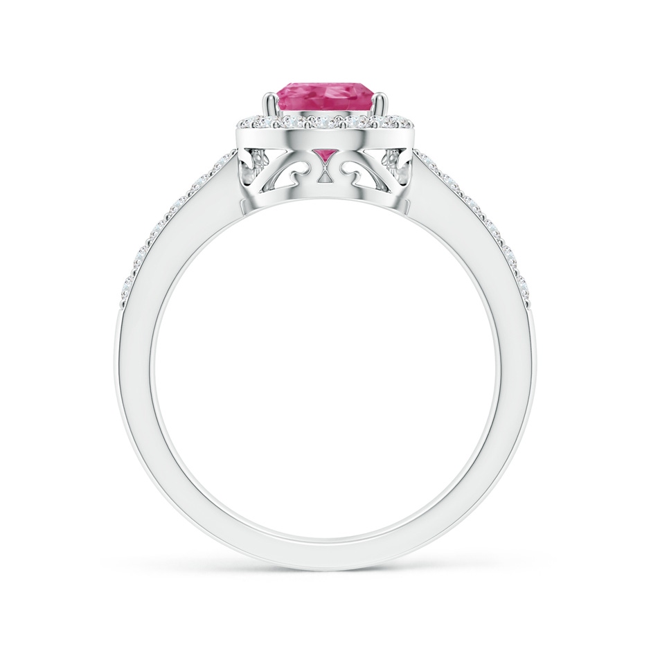 9x6mm AAAA Pear Pink Sapphire Ring with Diamond Halo in P950 Platinum side-1